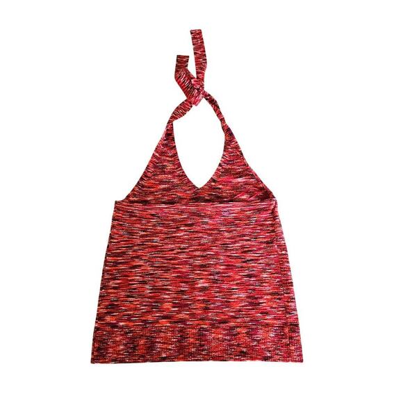Loft Red Spacedye Halter Top Tank Tie Neck Women's Size Medium Stretch - Picture 4 of 7